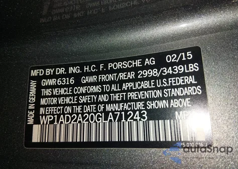 2016 Porsche Cayenne Gts from USA, damaged, VIN WP1AD2A20GLA71243